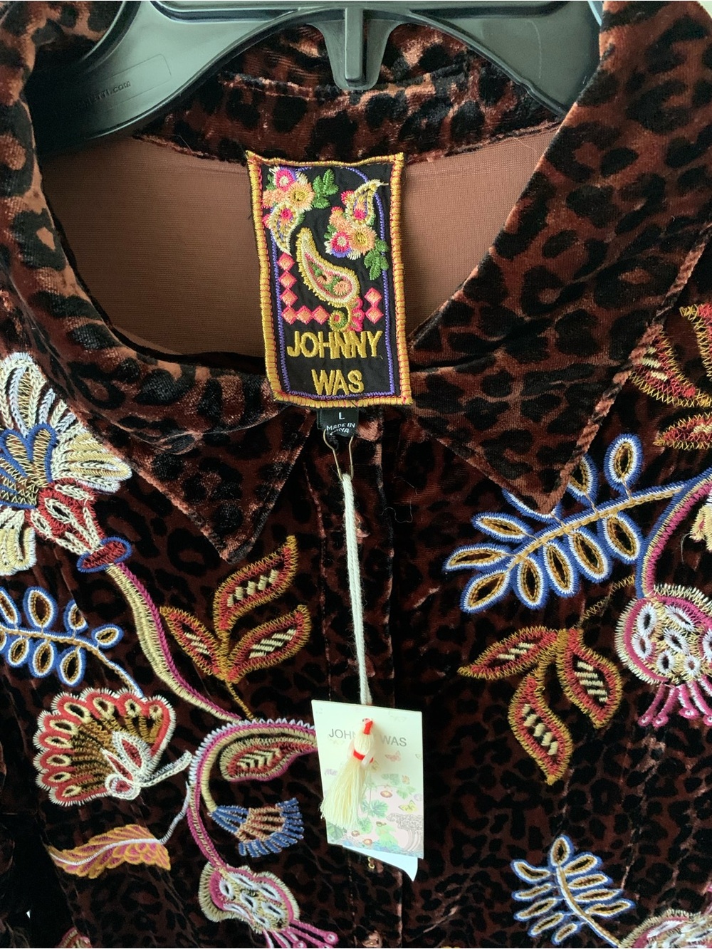 NWT Johnny Was Brown Velvet Embroidered Gineva Shirt Dress - Picture 2 of 6